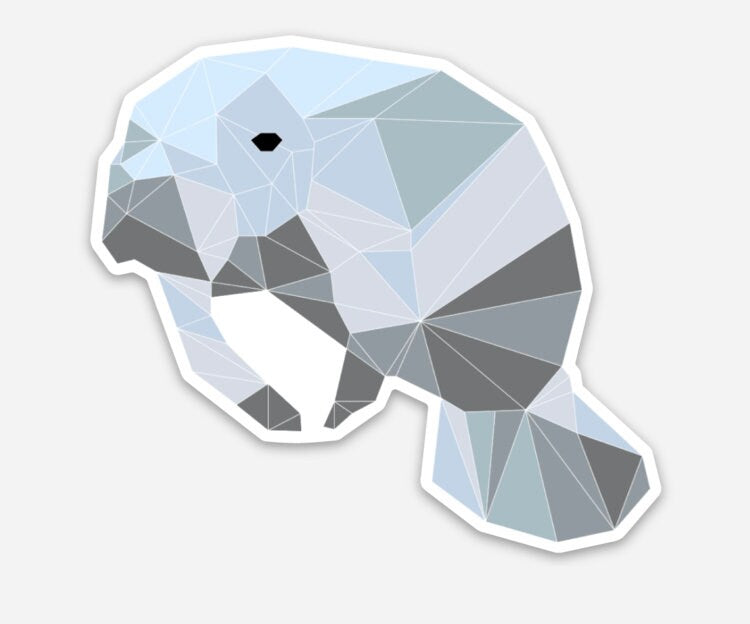 manatee sticker for laptop, manatee decal for water bottles, manatee gifts, cute lunch box stickers for kids, geometric animal stickers