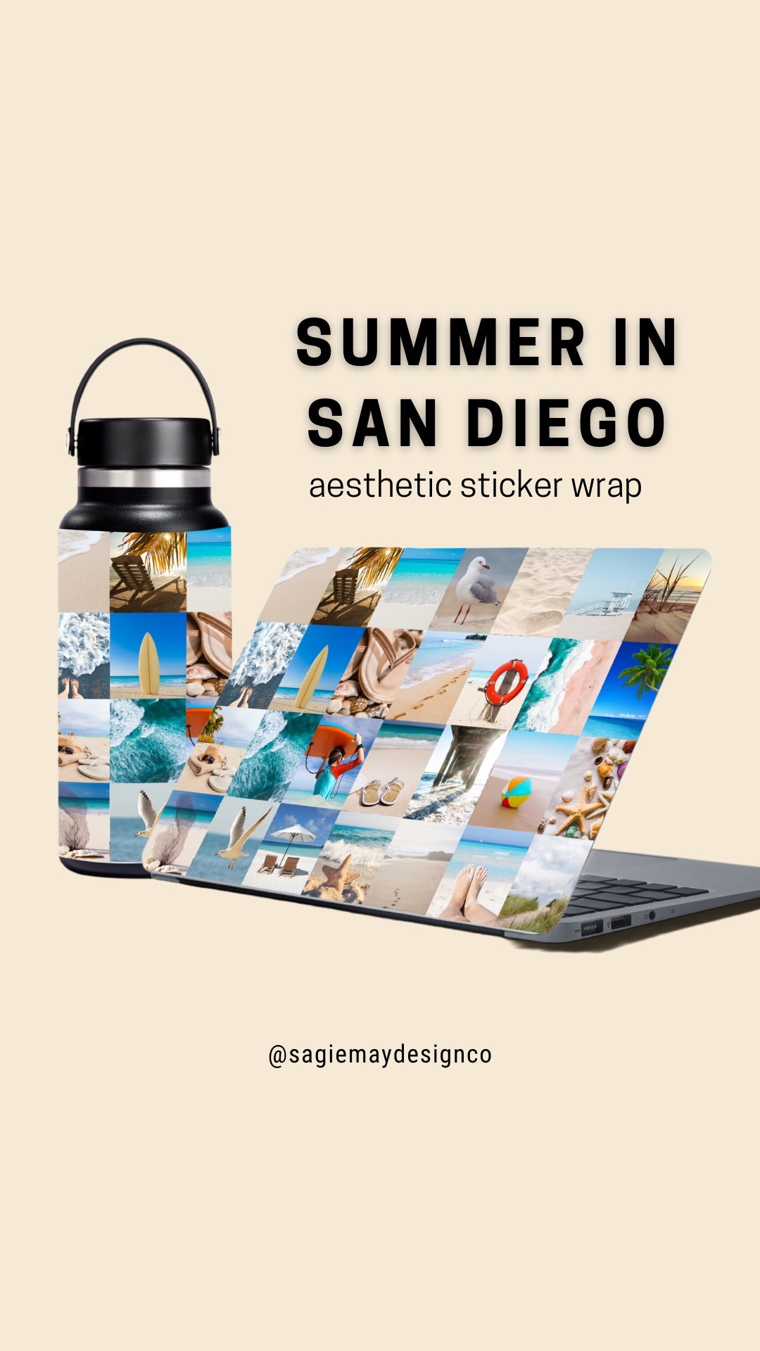 Summer in San Diego Aesthetic Sticker Wrap