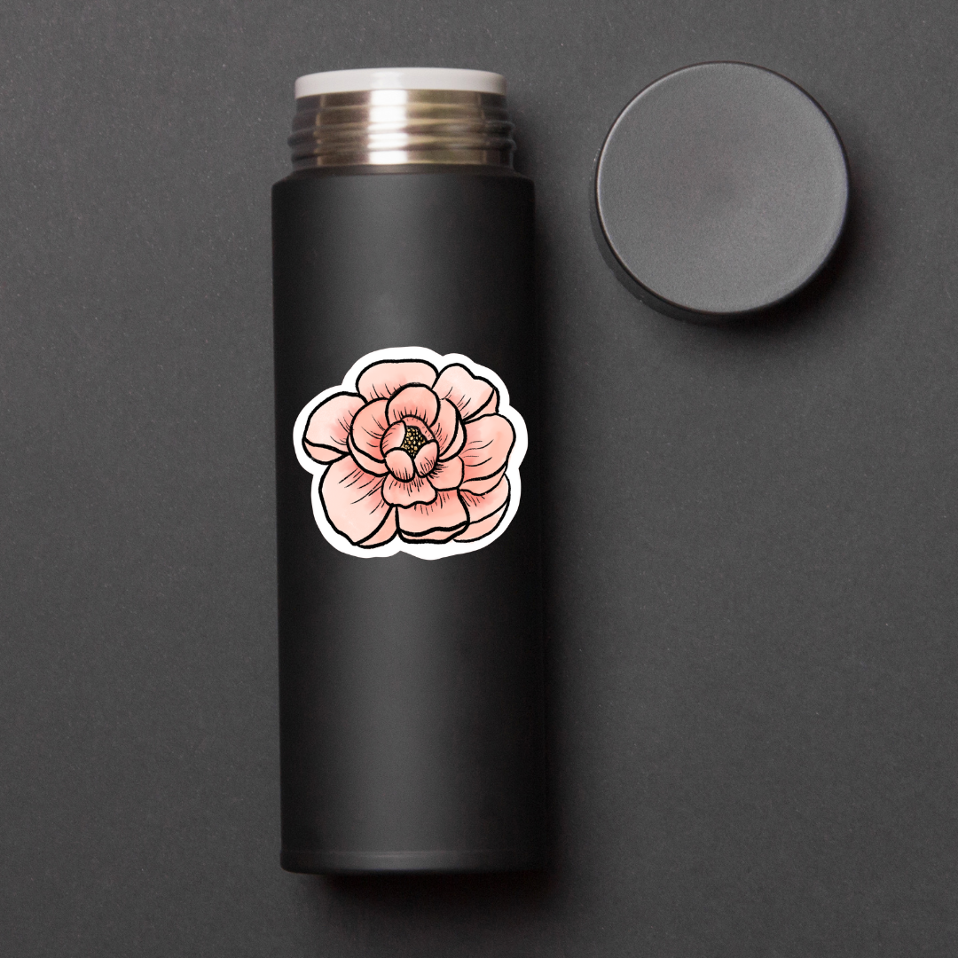 Pink Peony 3x3in. Vinyl Sticker for your Laptop, Hydroflask, Water Bottle, Planner or Bullet Journal, Flower Decal, skateboard stickers