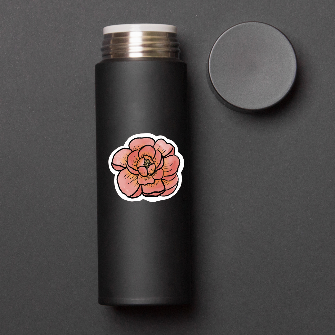 Dark Pink Peony 3x3in. Vinyl Sticker for your Laptop, Hydroflask, Water Bottle, Planner or Bullet Journal, Flower Decal, skateboard stickers