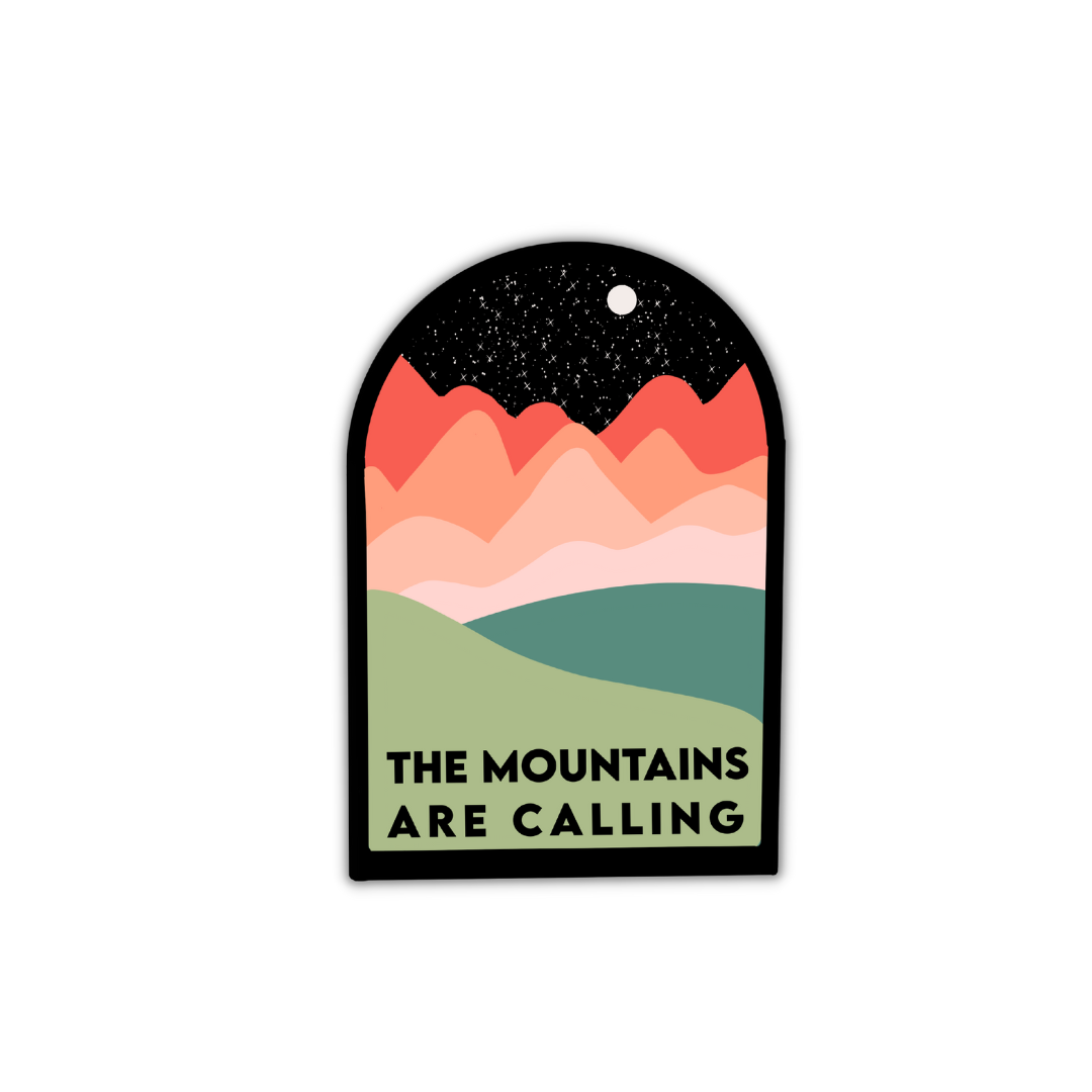 The Mountains Are Calling vinyl sticker, mountain sticker for water bottle sticker