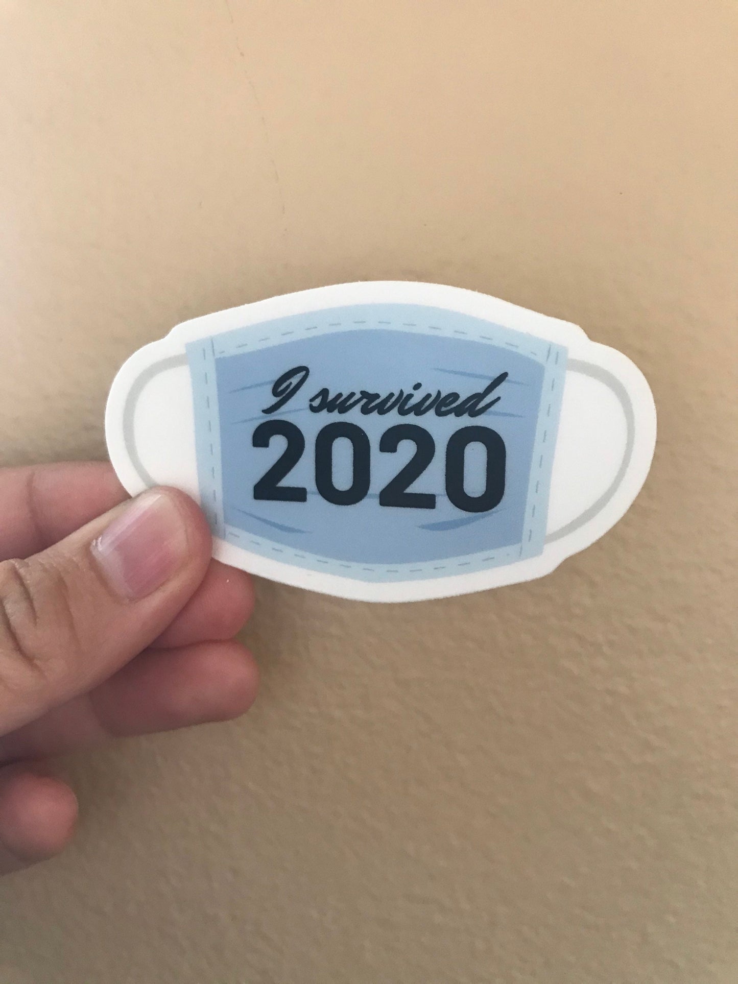 2x2in. I Survived 2020 Sticker, Mask Sticker, Coronavirus Sticker, Motivational Quote