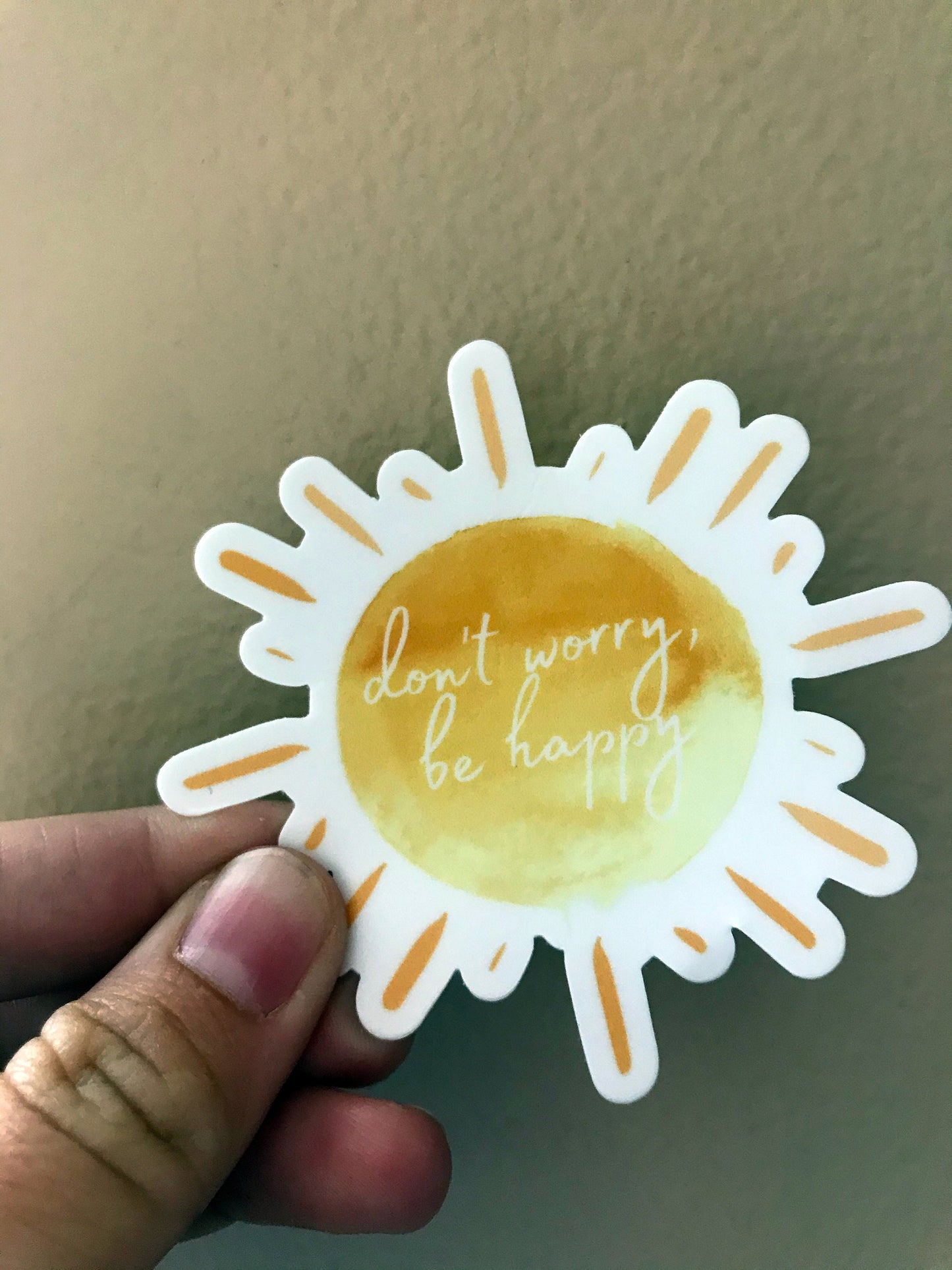 Don't Worry Be Happy Sunshine 3x3in. Vinyl Sticker for your Laptop, Water Bottle or Bullet Journal