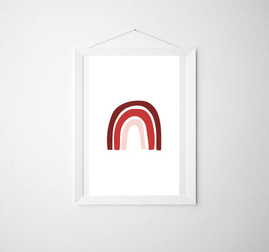 Red Rainbow Nursery Wall Print, Nursery Art, Wall Decor, Home Decor, Physical Art Print