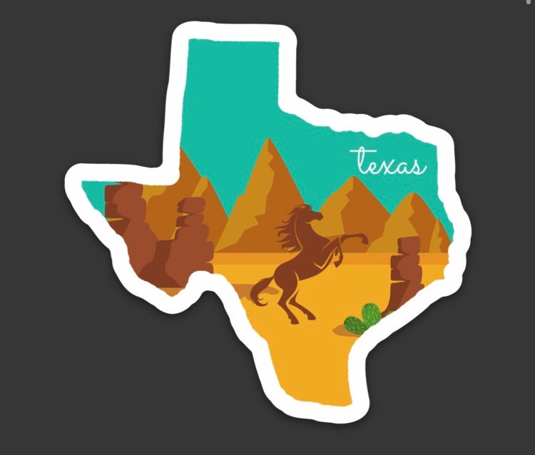 Texas State 3x3in Sticker, Desert Sticker, Vinyl Sticker for your Laptop, Water Bottle or Bullet Journal