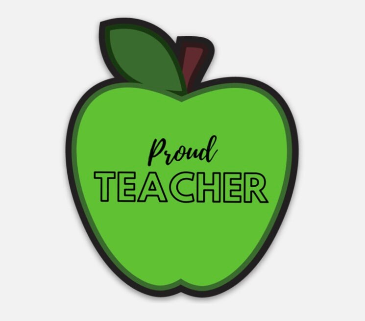 Proud teacher stickers for laptop, apple for teacher first year teacher gifts for women, cute teacher planer stickers, bujo stickers, green