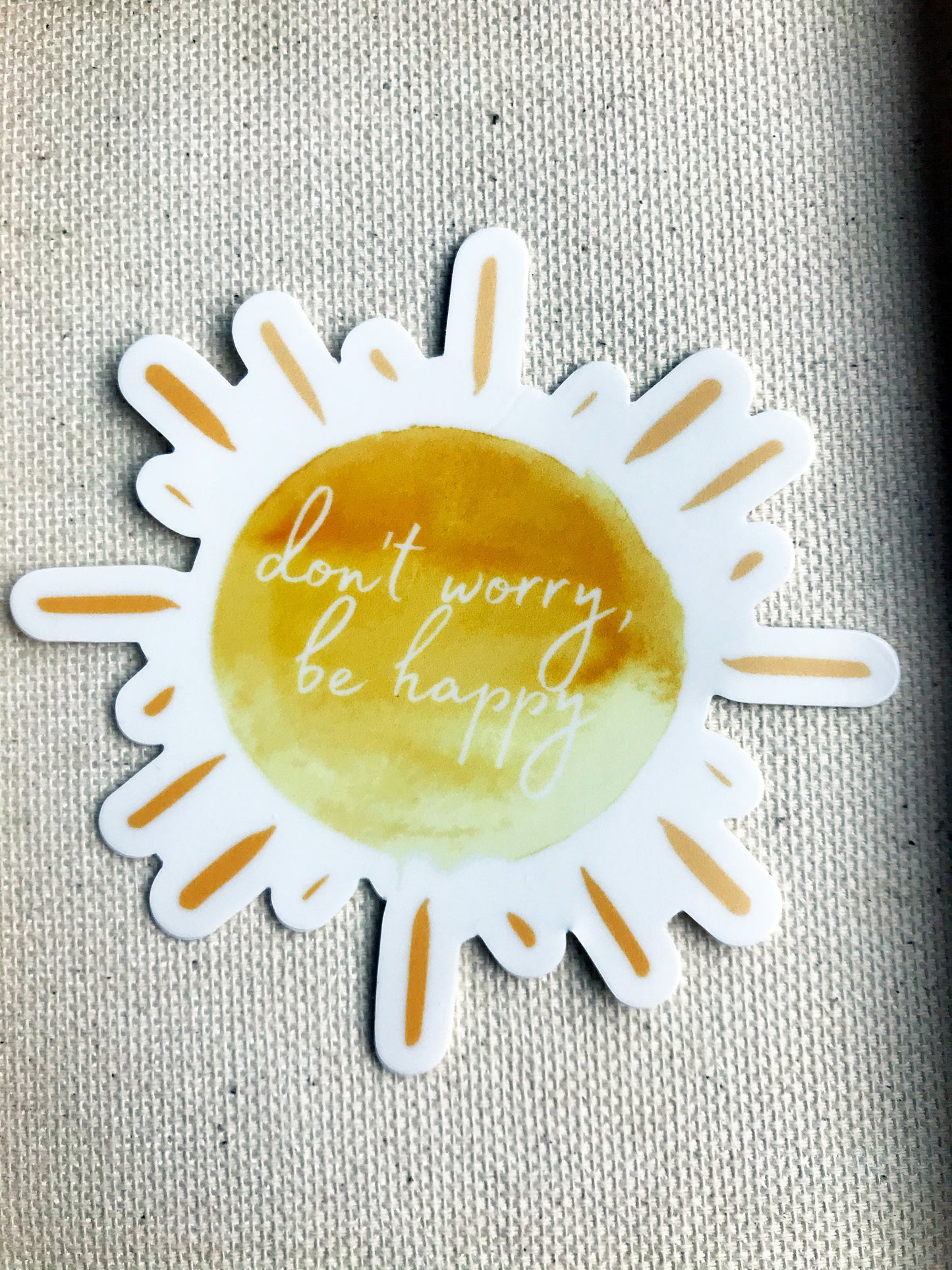 Don't Worry Be Happy Sunshine 3x3in. Vinyl Sticker for your Laptop, Water Bottle or Bullet Journal