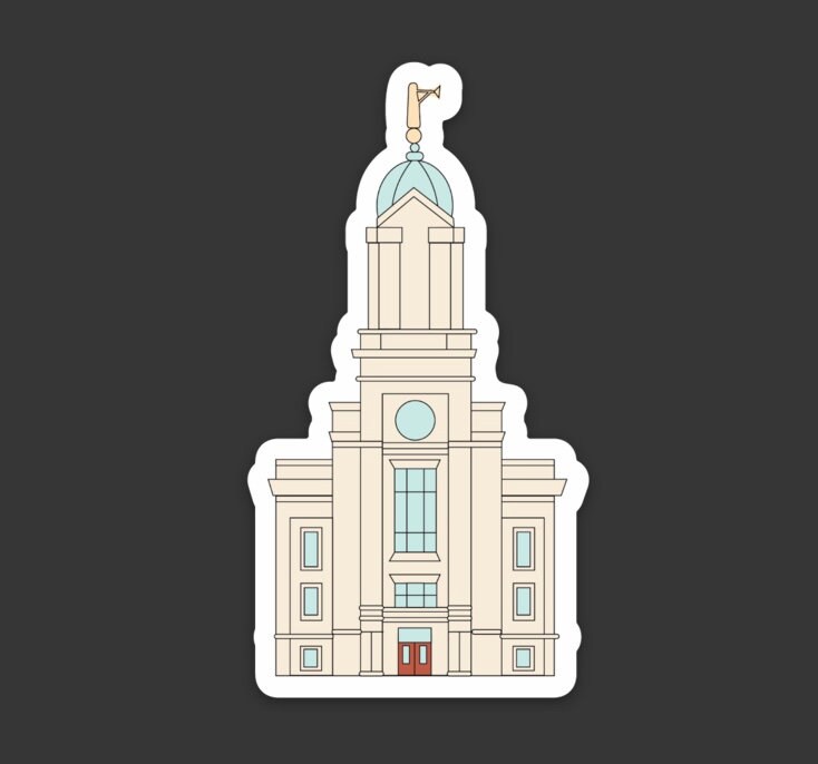 Cedar City Temple Sticker, 3x3in. Vinyl Sticker perfect for Water Bottles, Laptops and Bullet Journals