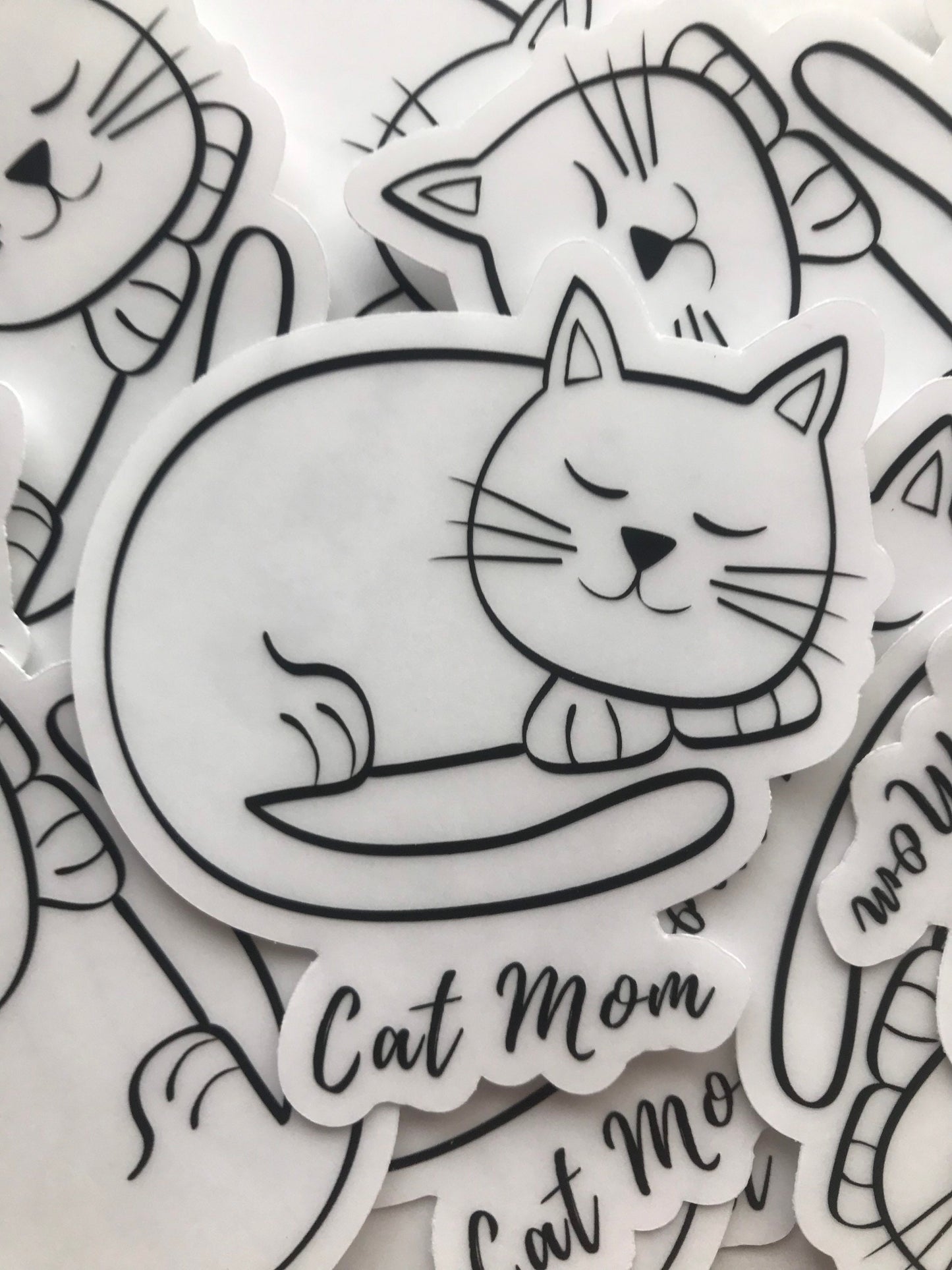 cat mom sticker for laptop, clear stickers for mirrors, advent calendar fillers for adults, Christmas gifts for cat lovers, cat mom gift