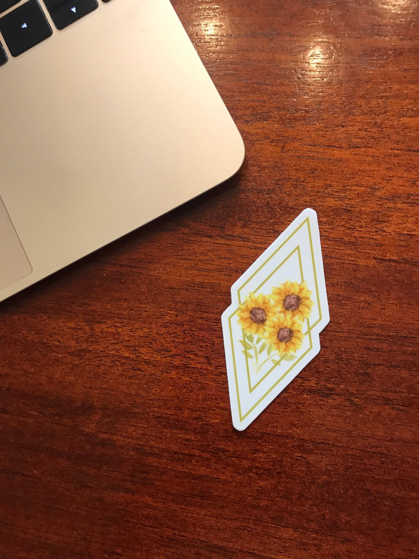 White and Gold Diamond Sunflower Bouquet 2x2in. Vinyl Sticker for your Laptop, Hydroflask, Planner, or Bullet Journal, Sunflowers