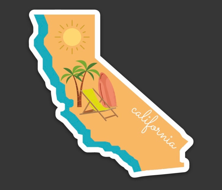 California State 3x3in Sticker, Beach Sticker, Vinyl Sticker for your Laptop, Water Bottle or Bullet Journal