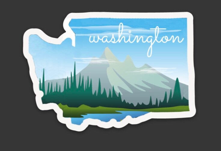 Washington state sticker for laptop, travel bucket list stickers, Washington state gifts, camper stickers, outdoorsy gifts for women, RV