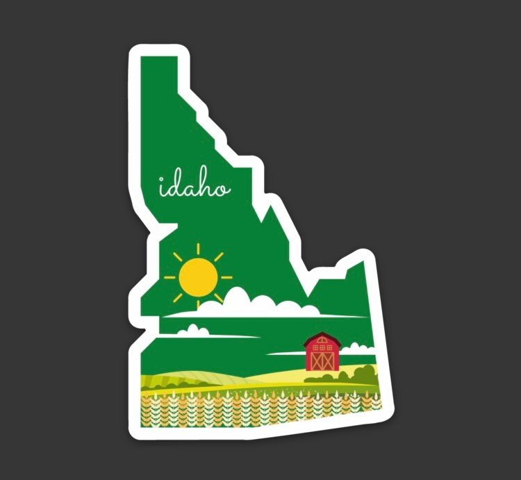 Idaho State 3x3in Sticker, Farm Sticker, Vinyl Sticker for your Laptop, Water Bottle or Bullet Journal