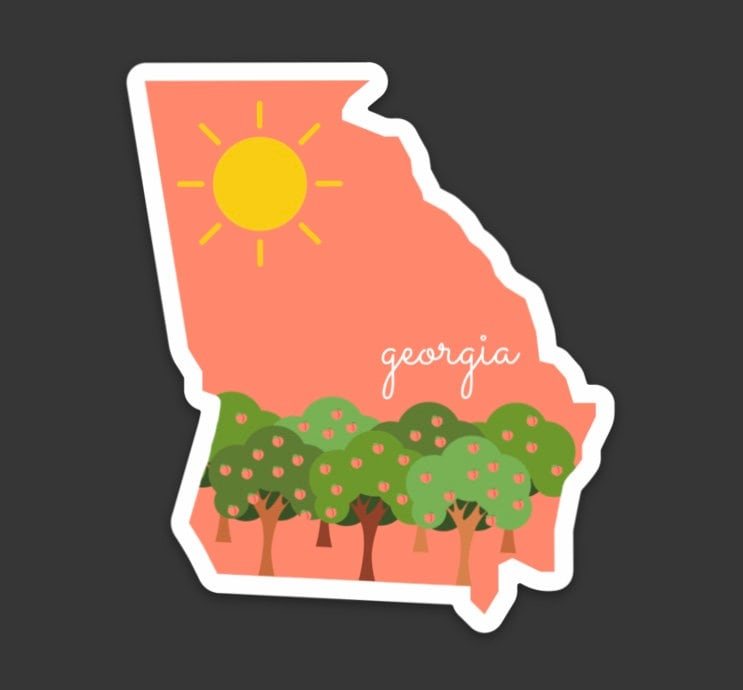 Georgia State 3x3in Sticker, State Sticker, Vinyl Sticker for your Laptop, Water Bottle or Bullet Journal