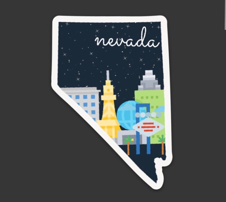 Nevada State 3x3in Sticker, Las Vegas Sticker, Vinyl Sticker for your Laptop, Water Bottle or Bullet Journal