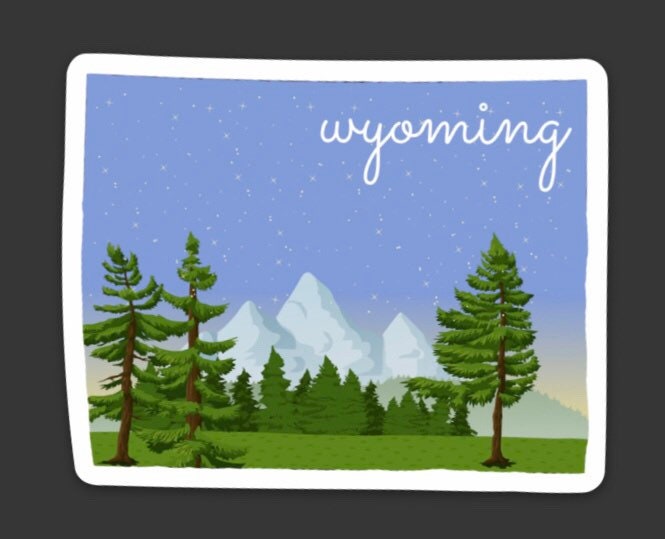 Wyoming State 3x3in Sticker, Mountain Sticker, Vinyl Sticker for your Laptop, Water Bottle or Bullet Journal