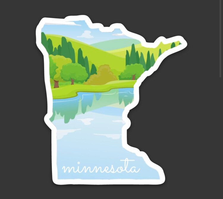 Minnesota State 3x3in Sticker, Lake Sticker, Vinyl Sticker for your Laptop, Water Bottle or Bullet Journal