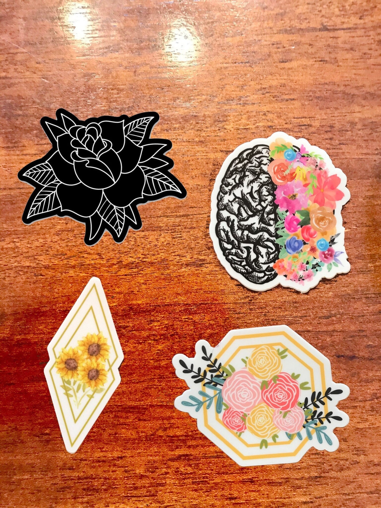 Floral Sticker Pack, 3x3in. Vinyl Stickers for your Laptop, Hydroflask, Planner or Bullet Journal, Roses, Flower Decal