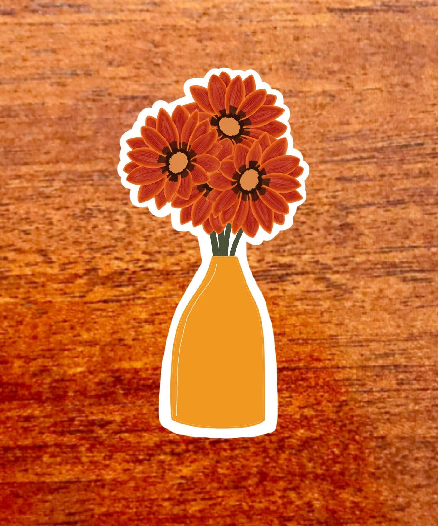 Kiss Orange Gazania Flower Bouquet 3x3in. Vinyl Sticker for your Laptop, Hydroflask, Water Bottle, Planner or Bullet Journal, Flower Decal