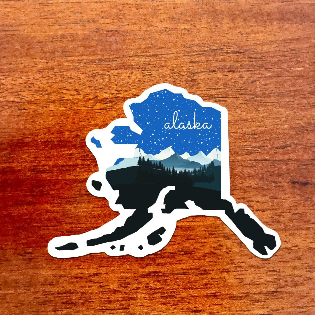 Alaska State Sticker, 3x3in Vinyl Sticker for your Laptop, Hydroflask, Planner, Water Bottle or Bullet Journal