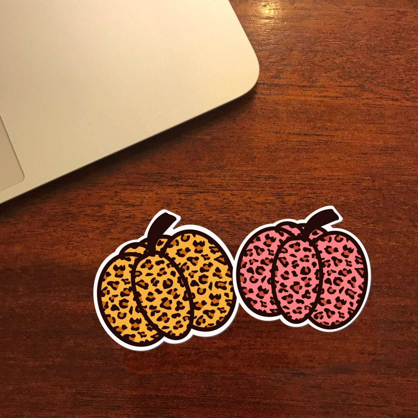 Leopard Print Pumpkin 3x3in. Vinyl Sticker, Perfect for Laptops, Hydroflasks, Planners, Water Bottles, Cars, etc.,