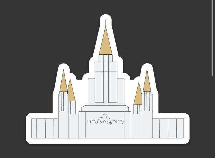 Oakland Temple Sticker, 3x3 in. Vinyl Sticker for your Laptop, Water Bottle or Bullet Journal