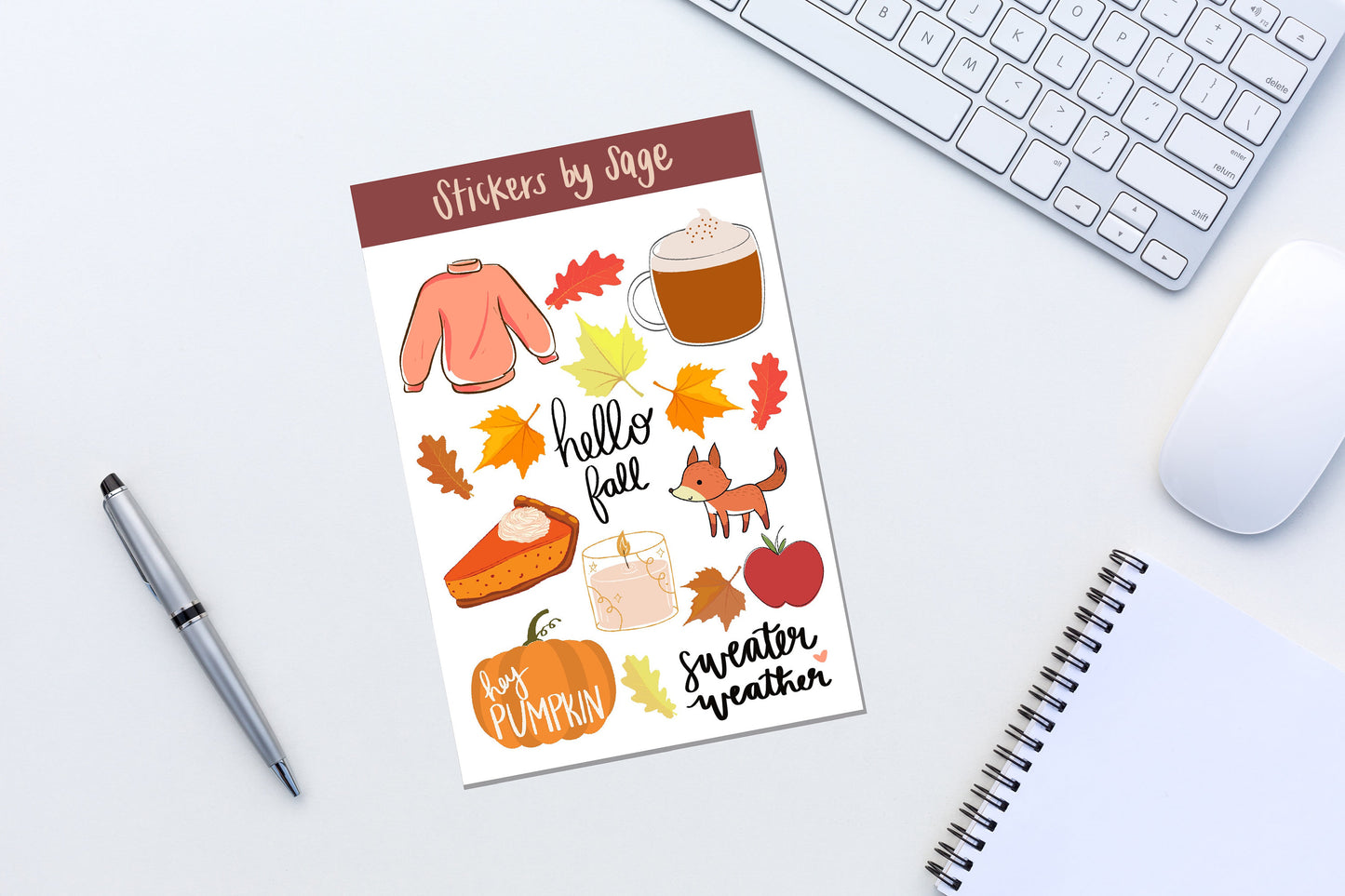 Autumn sticker sheet, mini sticker sheet, fall stickers pack, fall planner sticker sheets, vinyl sticker sheet, fall vinyl stickers