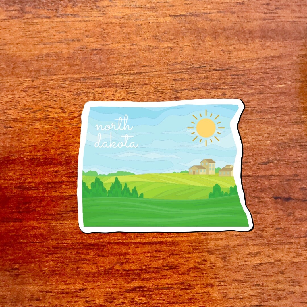 North Dakota State Sticker, 3x3in Vinyl Sticker for your Laptop, Hydroflask, Planner, Water Bottle or Bullet Journal