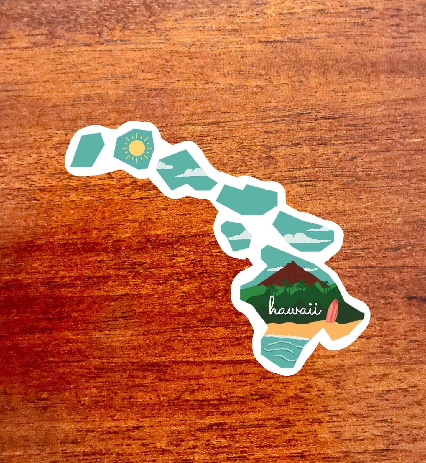 Hawaii State Sticker, 3x3in Vinyl Sticker for your Laptop, Hydroflask, Planner, Water Bottle or Bullet Journal