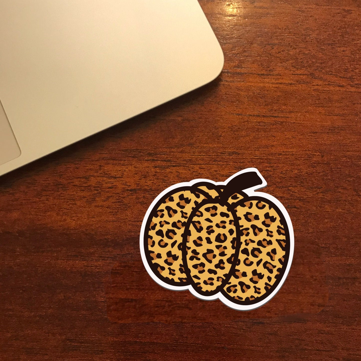 Leopard Print Pumpkin 3x3in. Vinyl Sticker, Perfect for Laptops, Hydroflasks, Planners, Water Bottles, Cars, etc.,