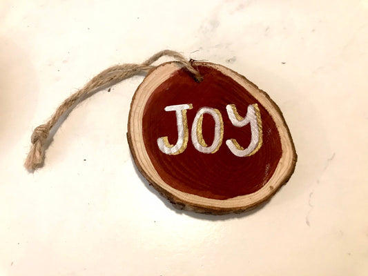 Joy Wood Slice Christmas Ornament