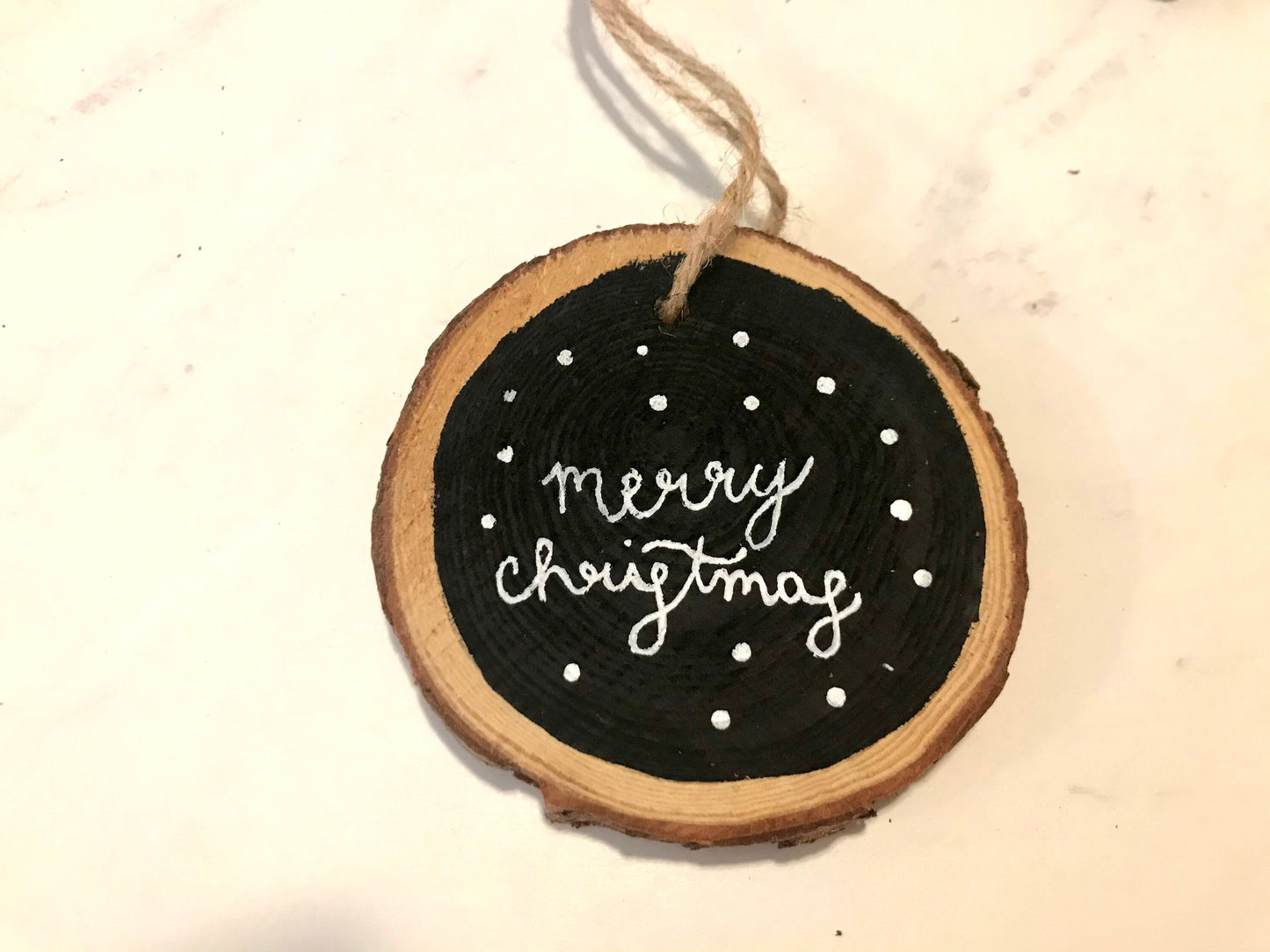 Merry Christmas Wood Slice Christmas Ornament