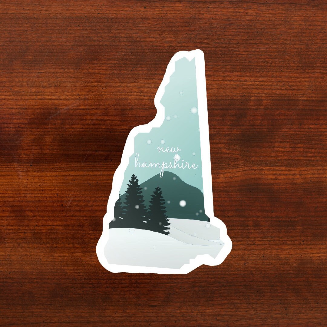 New Hampshire Sticker, New Hampshire State 3x3in Sticker, Vinyl Sticker for your Laptop, Water Bottle or Bullet Journal