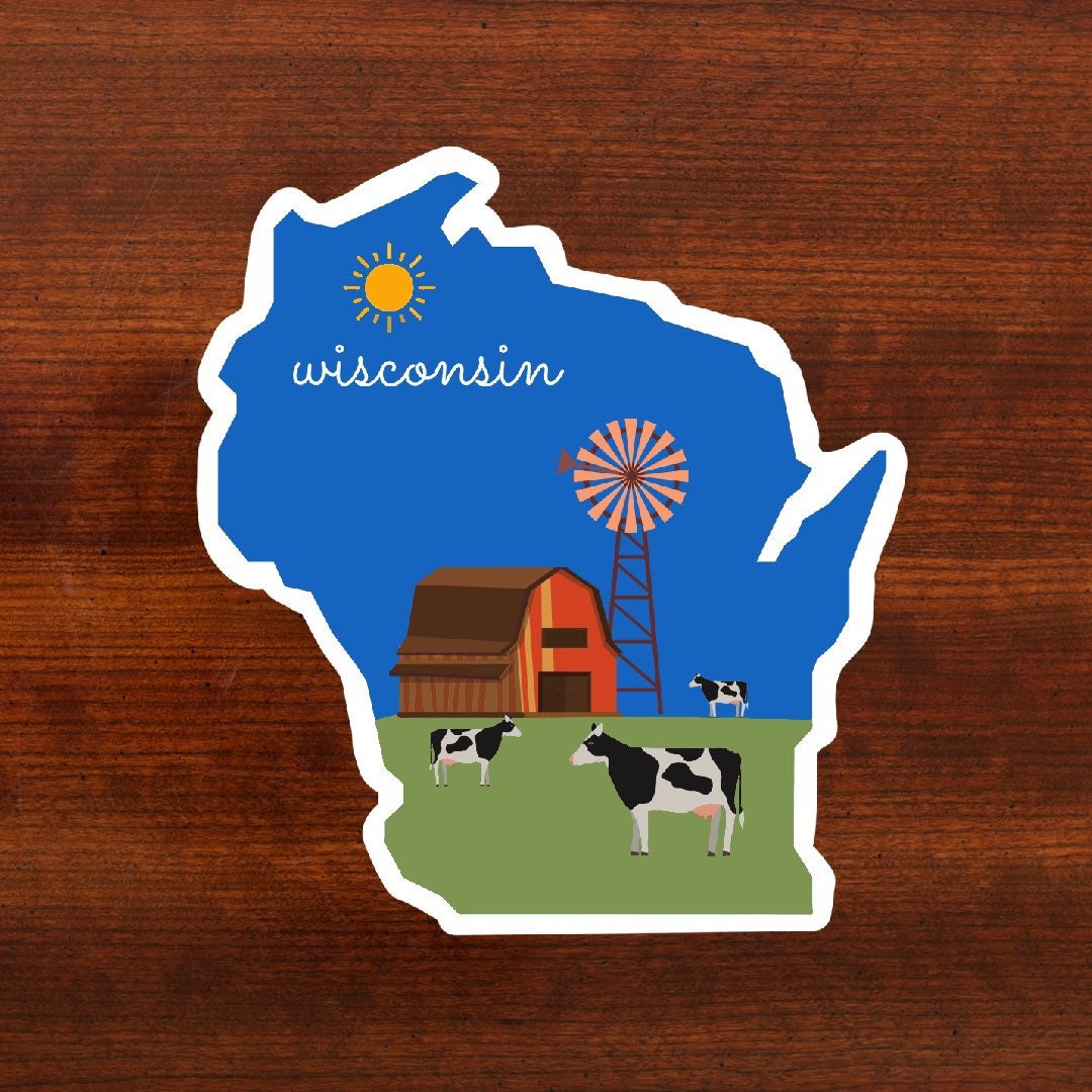 Wisconsin Sticker, Wisconsin State 3x3in Sticker, Vinyl Sticker for your Laptop, Water Bottle or Bullet Journal