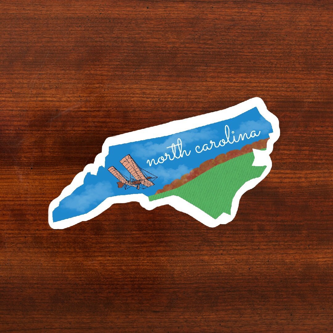 North Carolina Sticker, North Carolina State 3x3in Sticker, Vinyl Sticker for your Laptop, Water Bottle or Bullet Journal