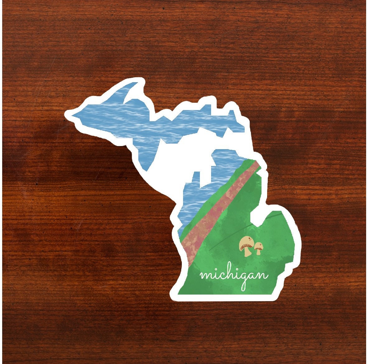 Michigan Sticker, Michigan State 3x3in Sticker, Vinyl Sticker for your Laptop, Water Bottle or Bullet Journal