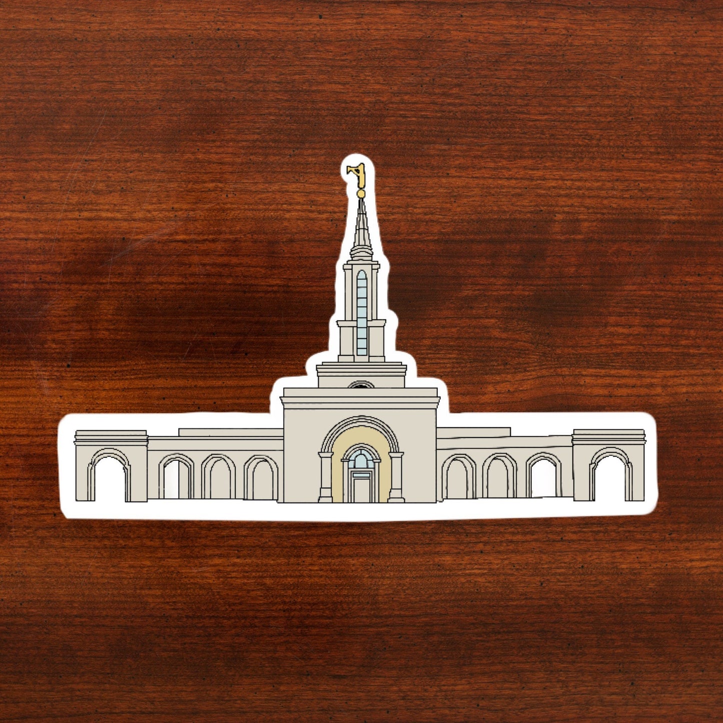 Sacramento Temple Sticker, 3x3in Vinyl Sticker for Laptop, Hydroflask, Bullet Journal, etc., skateboard stickers