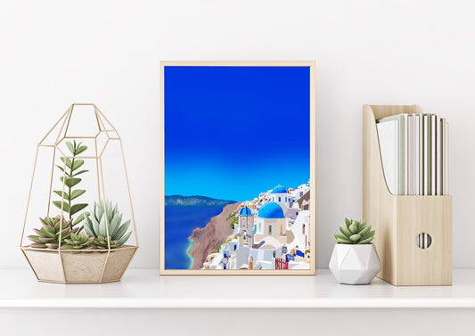 Greece Wall Art, Blue Wall Decor, Home Decor, Physical Art Print, Teen girl room decor