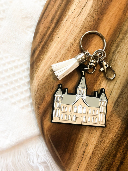 Provo City Center Temple Keychain, 2x2in. PVC Rubber keychain