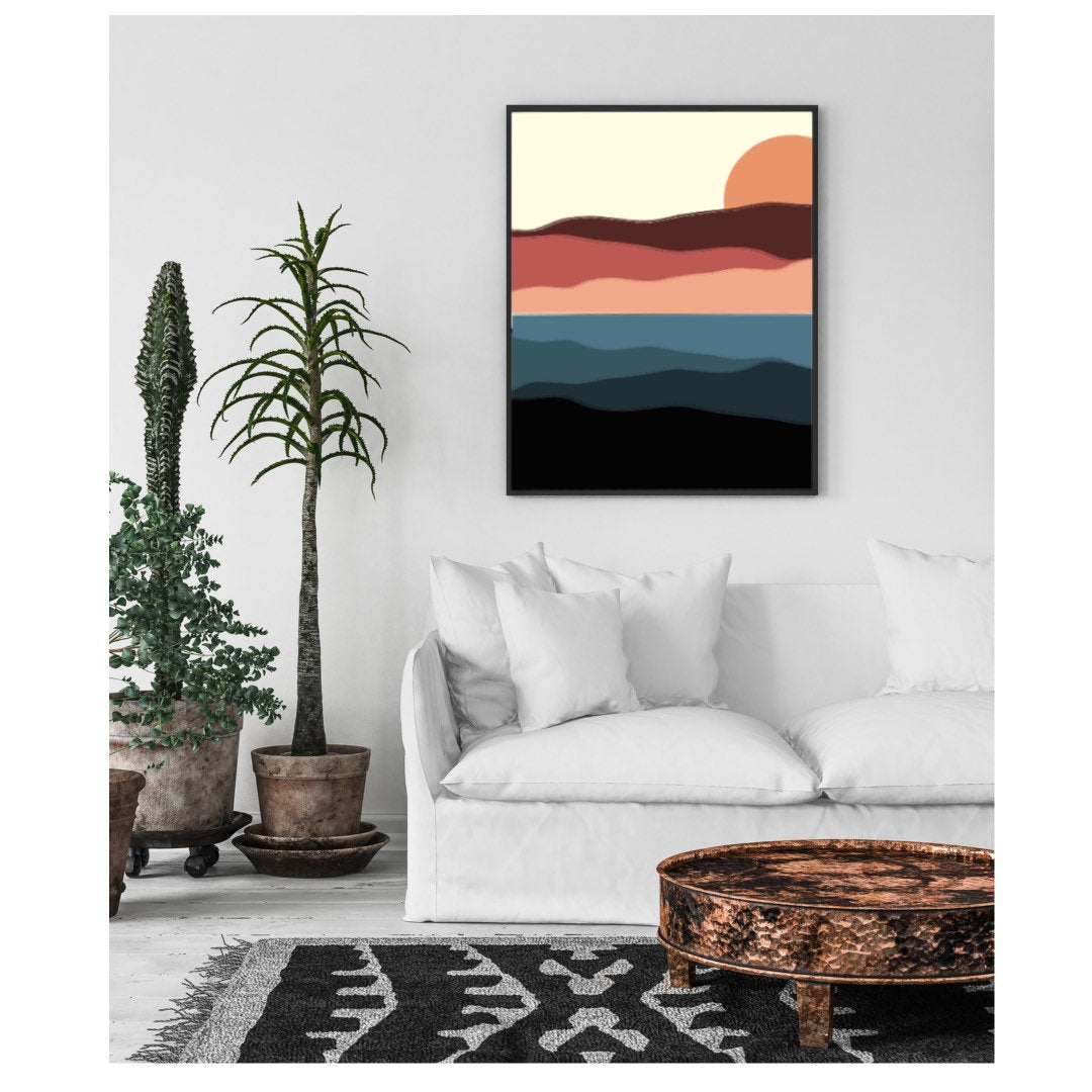 Sunset wall art prints, southwestern decor for home, statement art, new home gift, Christmas gifts for boss, office decor for women, secret