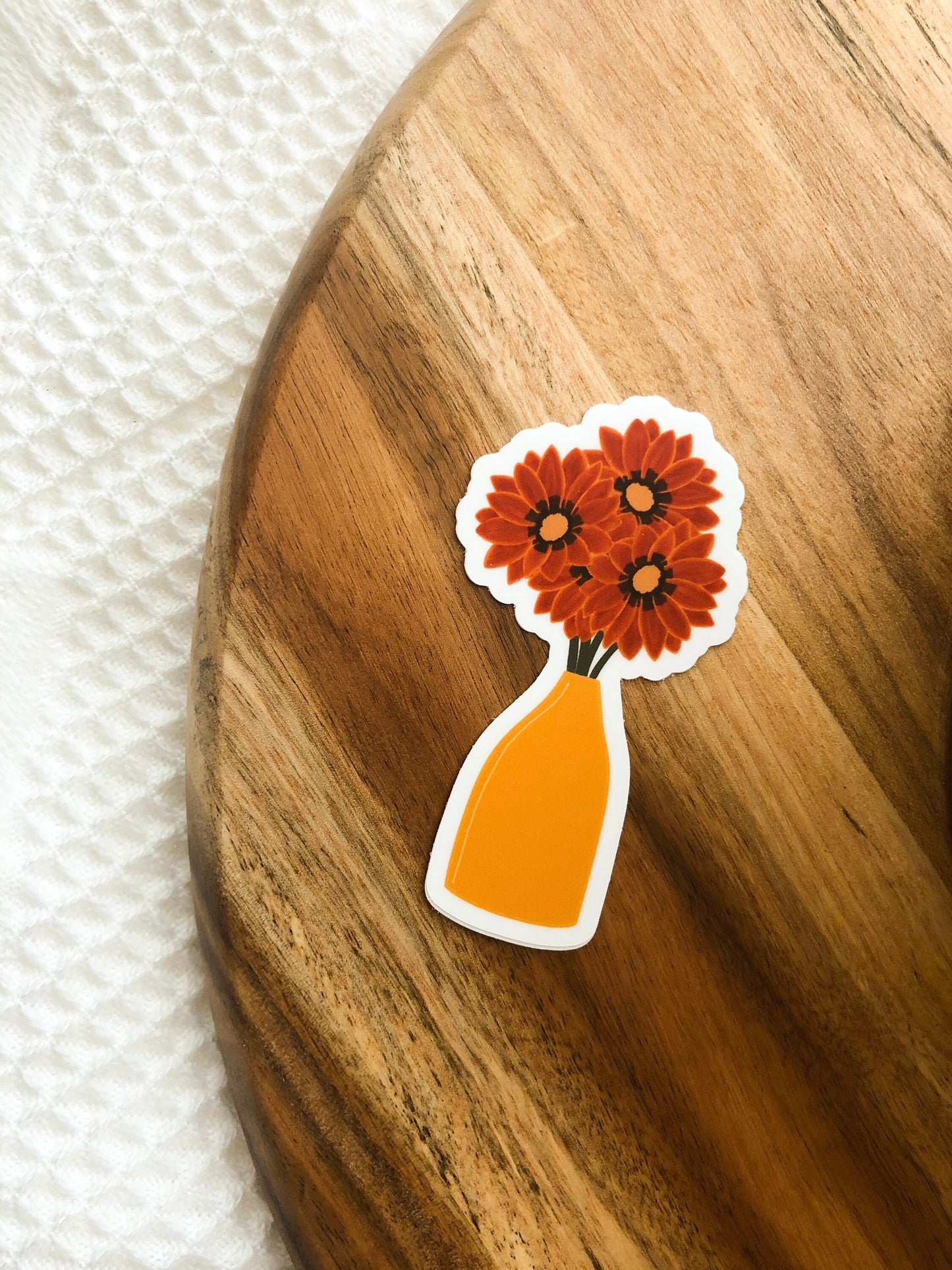 Kiss Orange Gazania Flower Bouquet 3x3in. Vinyl Sticker for your Laptop, Hydroflask, Water Bottle, Planner or Bullet Journal, Flower Decal