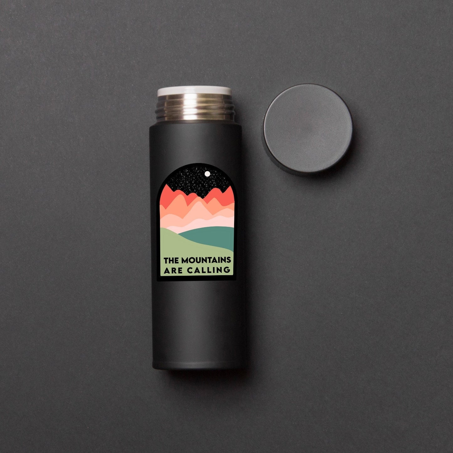 The Mountains Are Calling vinyl sticker, mountain sticker for water bottle sticker