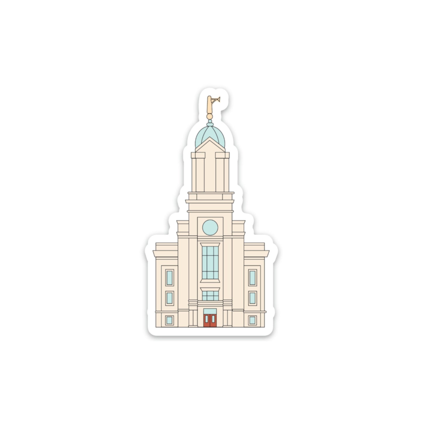 Cedar City Temple Sticker, 3x3in. Vinyl Sticker perfect for Water Bottles, Laptops and Bullet Journals