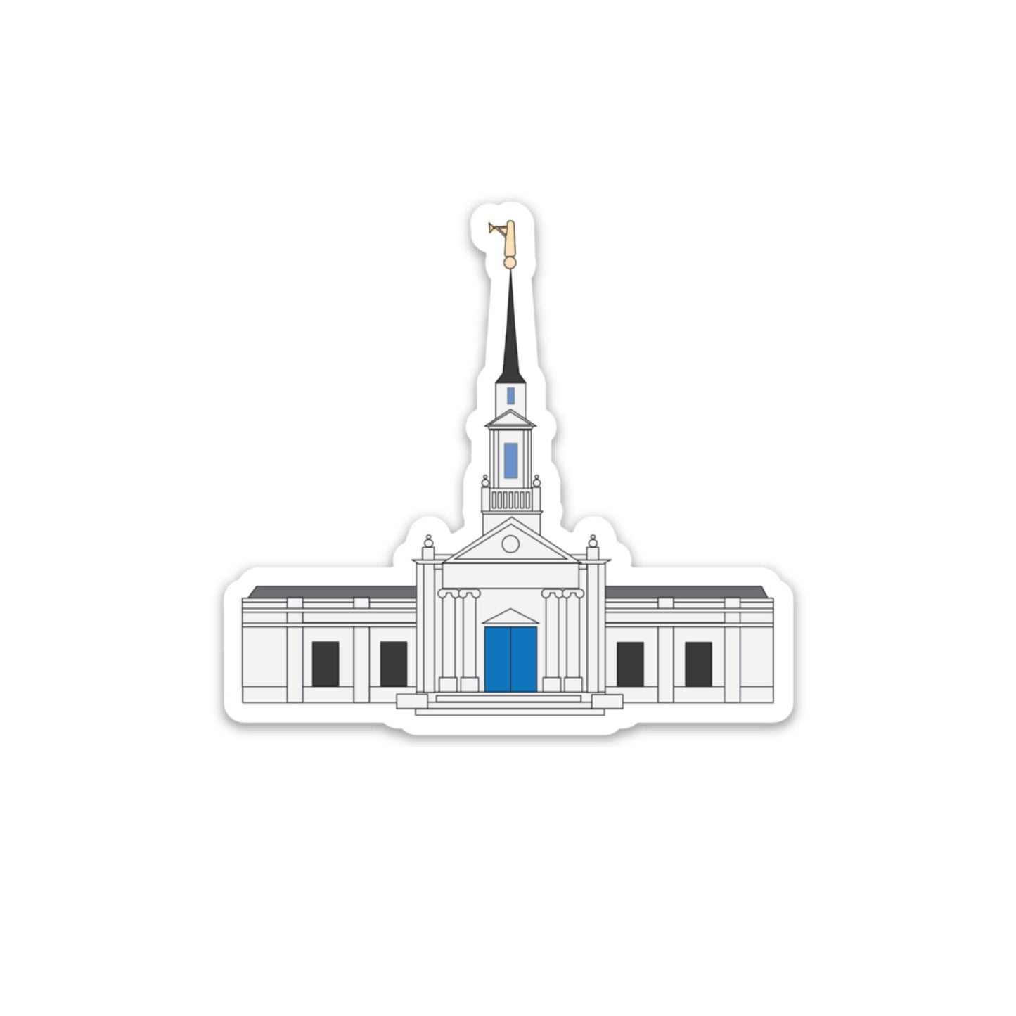 Hartford Connecticut Temple, 3x3 in. Vinyl Sticker for your Laptop, Water Bottle or Bullet Journal, skateboard stickers