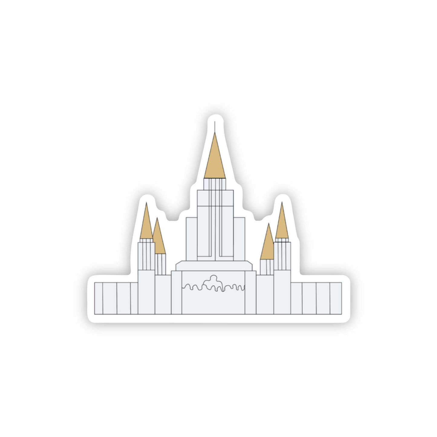 Oakland Temple Sticker, 3x3 in. Vinyl Sticker for your Laptop, Water Bottle or Bullet Journal