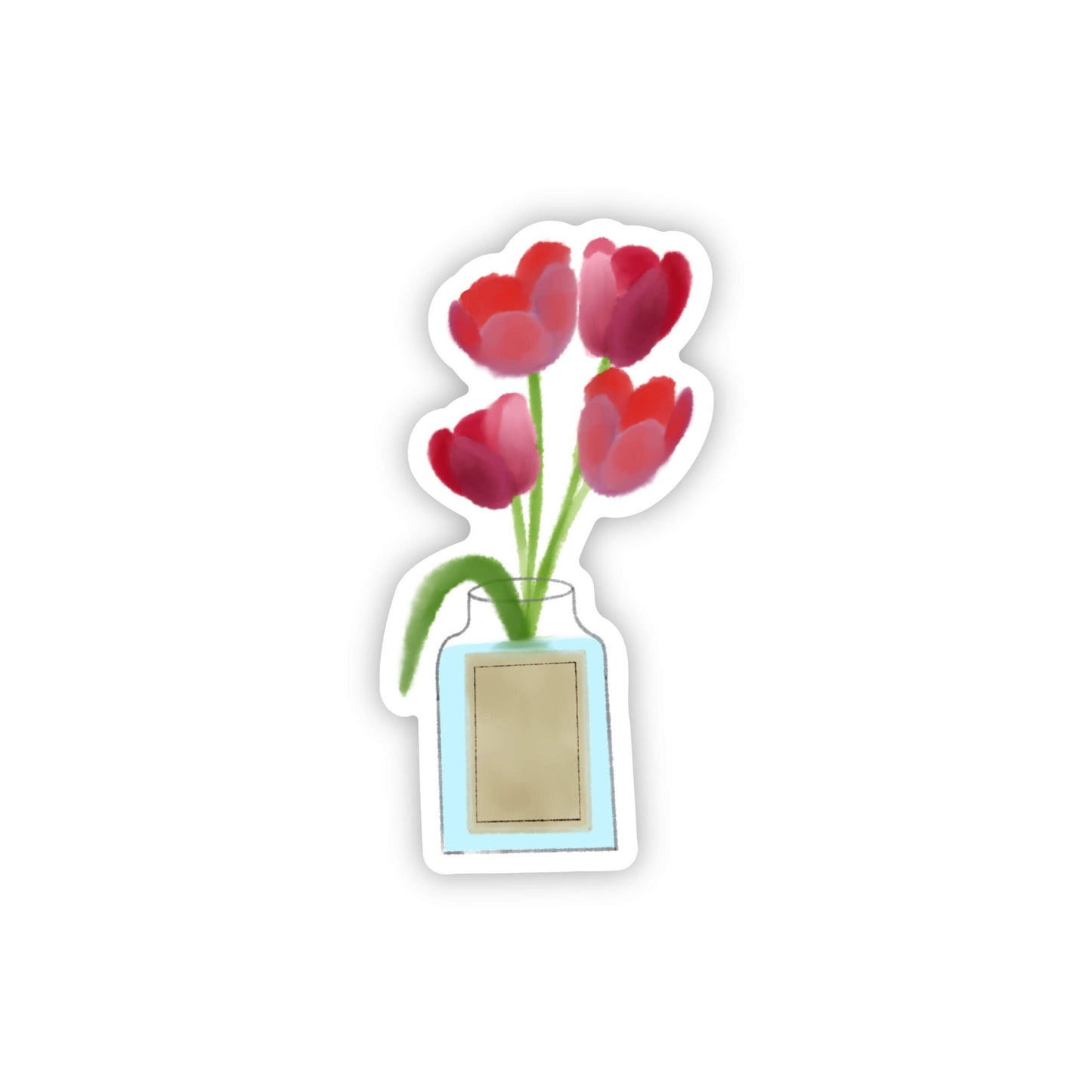 Pink Tulips Bouquet 3x3in. Vinyl Sticker for your Laptop, Hydroflask, Water Bottle, Planner or Bullet Journal, Flower Decal