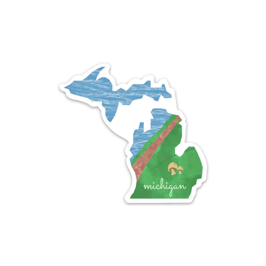 Michigan Sticker, Michigan State 3x3in Sticker, Vinyl Sticker for your Laptop, Water Bottle or Bullet Journal