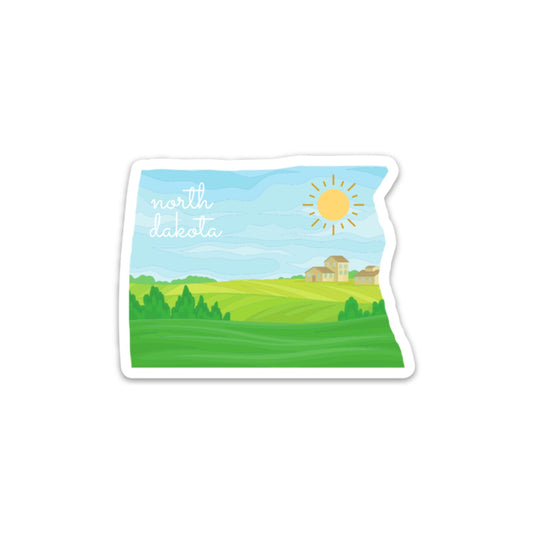 North Dakota State Sticker, 3x3in Vinyl Sticker for your Laptop, Hydroflask, Planner, Water Bottle or Bullet Journal