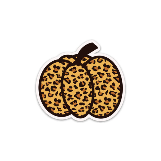 Leopard Print Pumpkin 3x3in. Vinyl Sticker, Perfect for Laptops, Hydroflasks, Planners, Water Bottles, Cars, etc.,