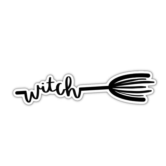 minimalist witch stickers for water bottles, witches broom sticker, Halloween party favors, broomstick sticker for laptop, witchy gifts for